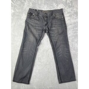 VTG Victorious Jeans Mens Black 38/33 Embroidery Pockets Baggy Y2K